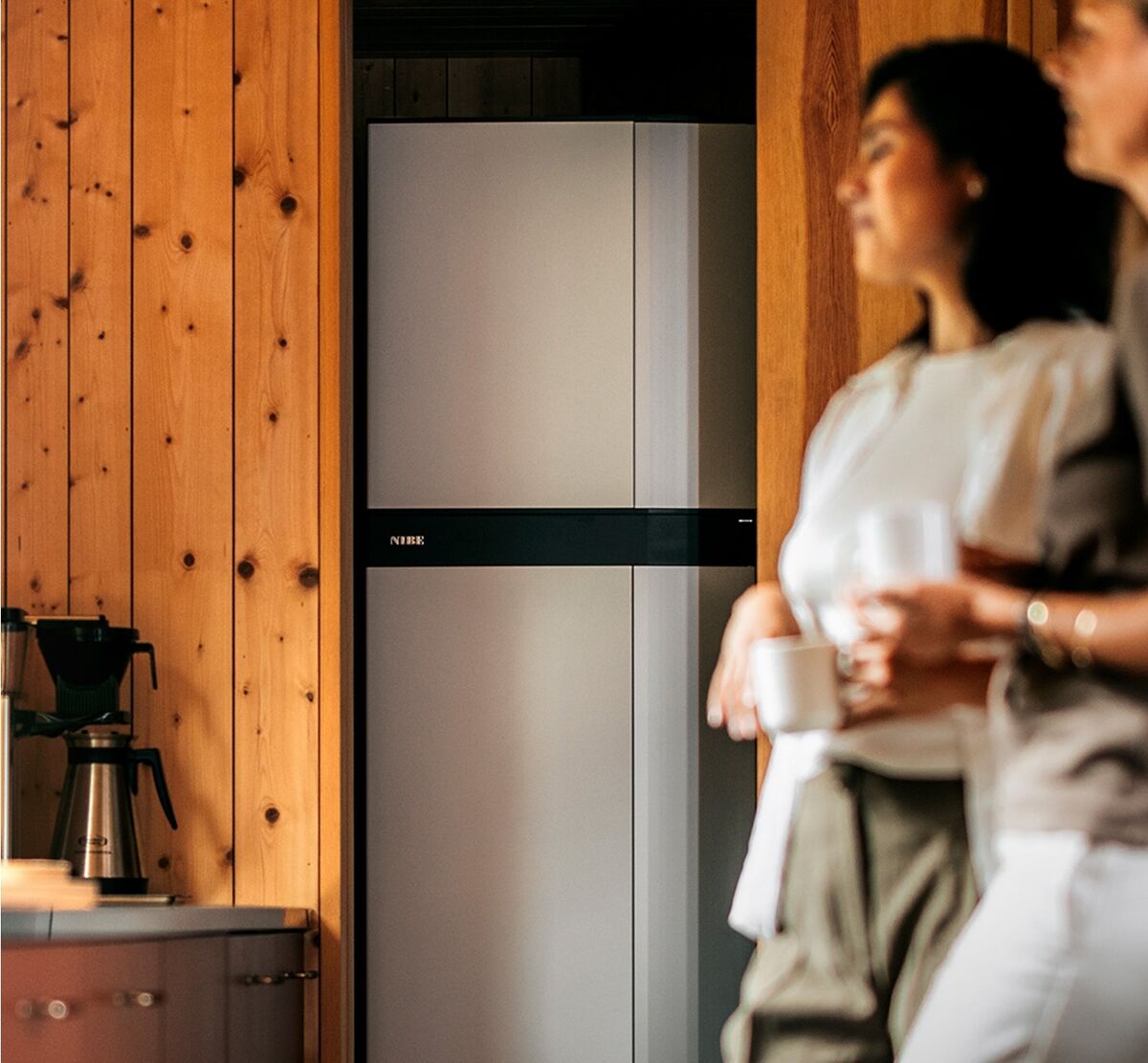 NIBE S735 exhaust air heat pump in a warm, modern kitchen